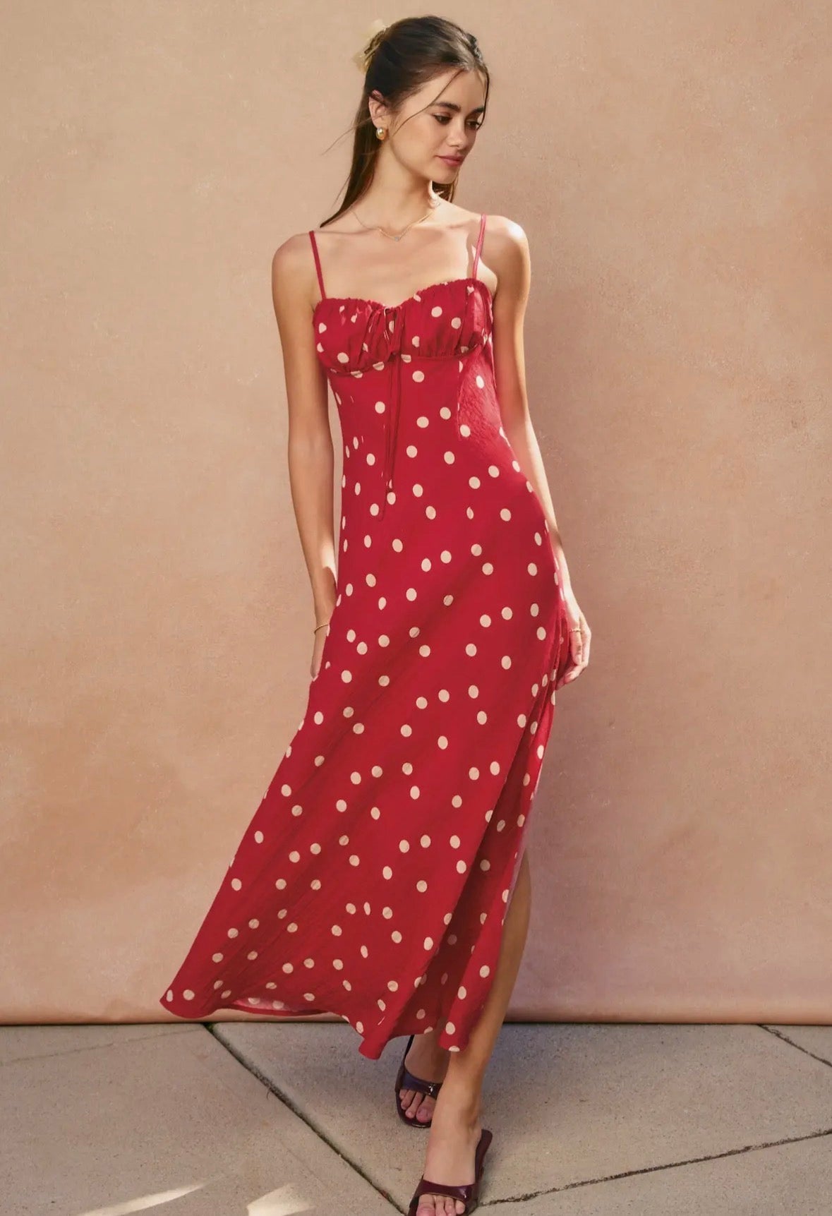 Polka Dot Ruched Bust Dress - Flea Boutiques