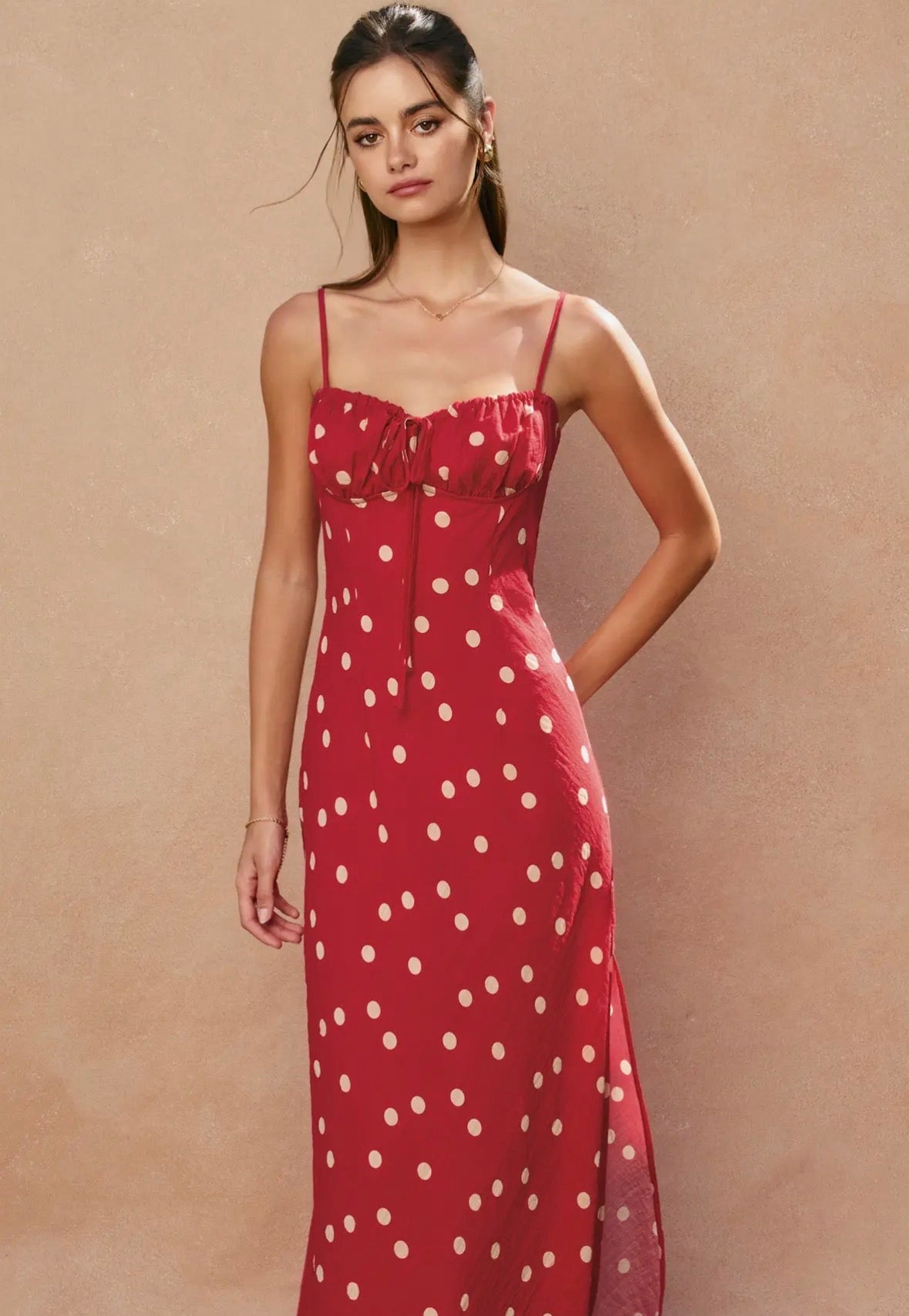 Polka Dot Ruched Bust Dress - Flea Boutiques