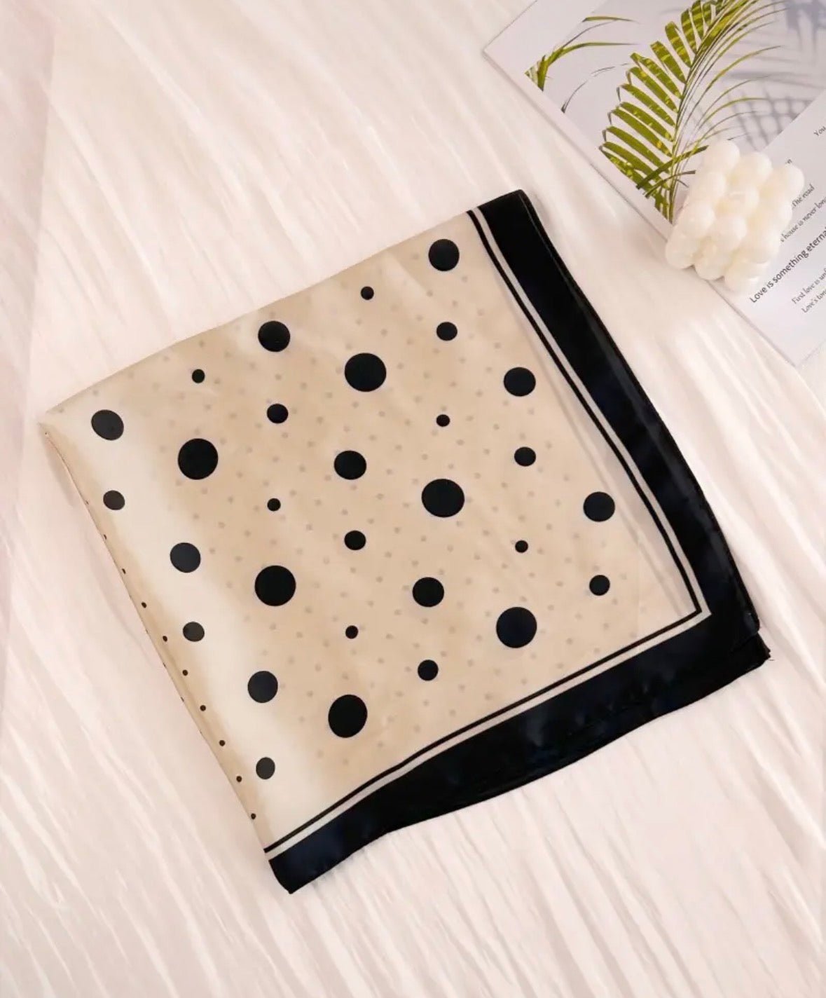 Polka Dot Scarf with Black Trim - Flea Boutiques