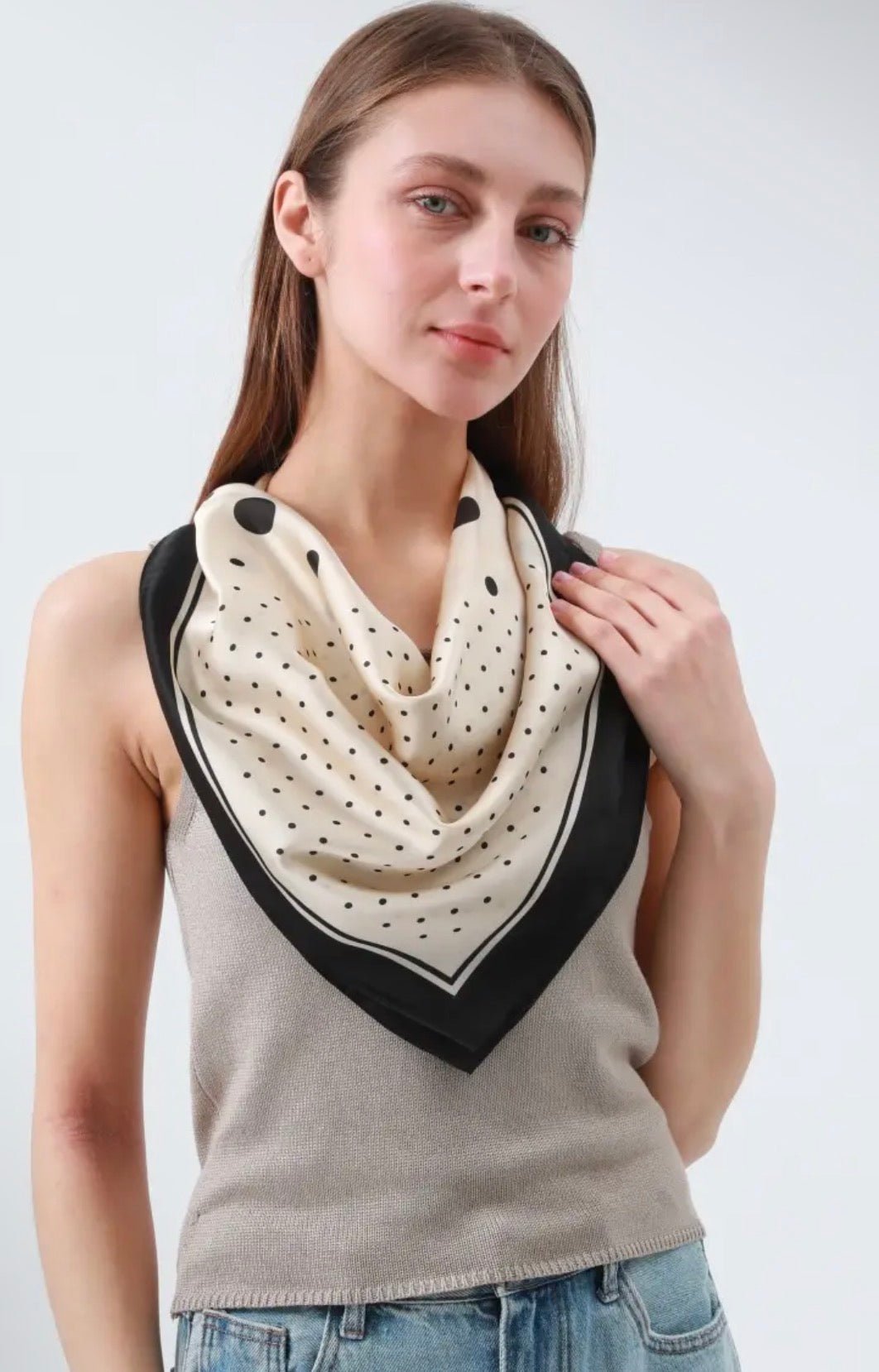 Polka Dot Scarf with Black Trim - Flea Boutiques