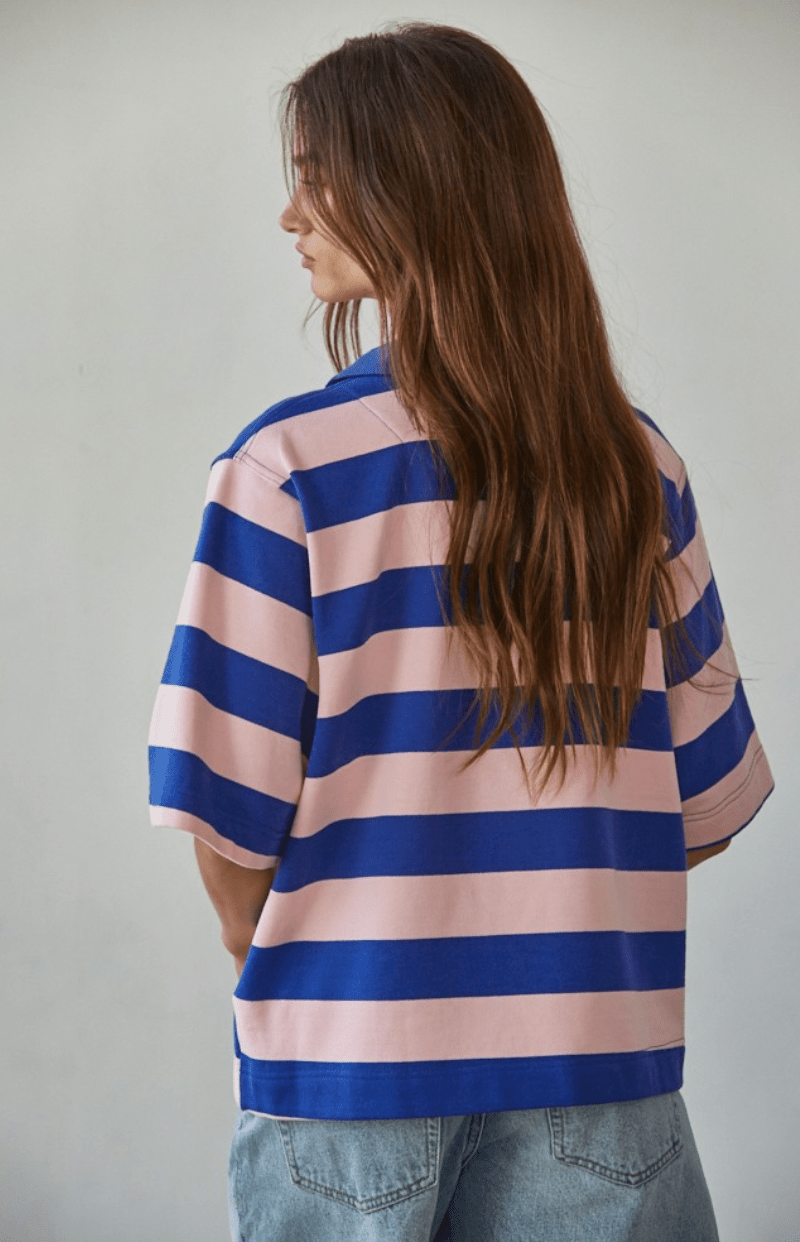 Polyester French Terry Striped Top - Flea Boutiques