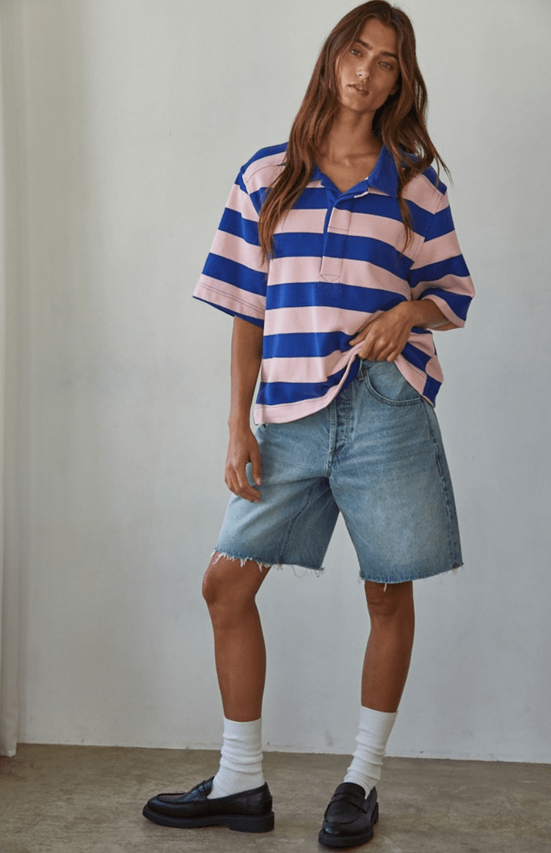 Polyester French Terry Striped Top - Flea Boutiques