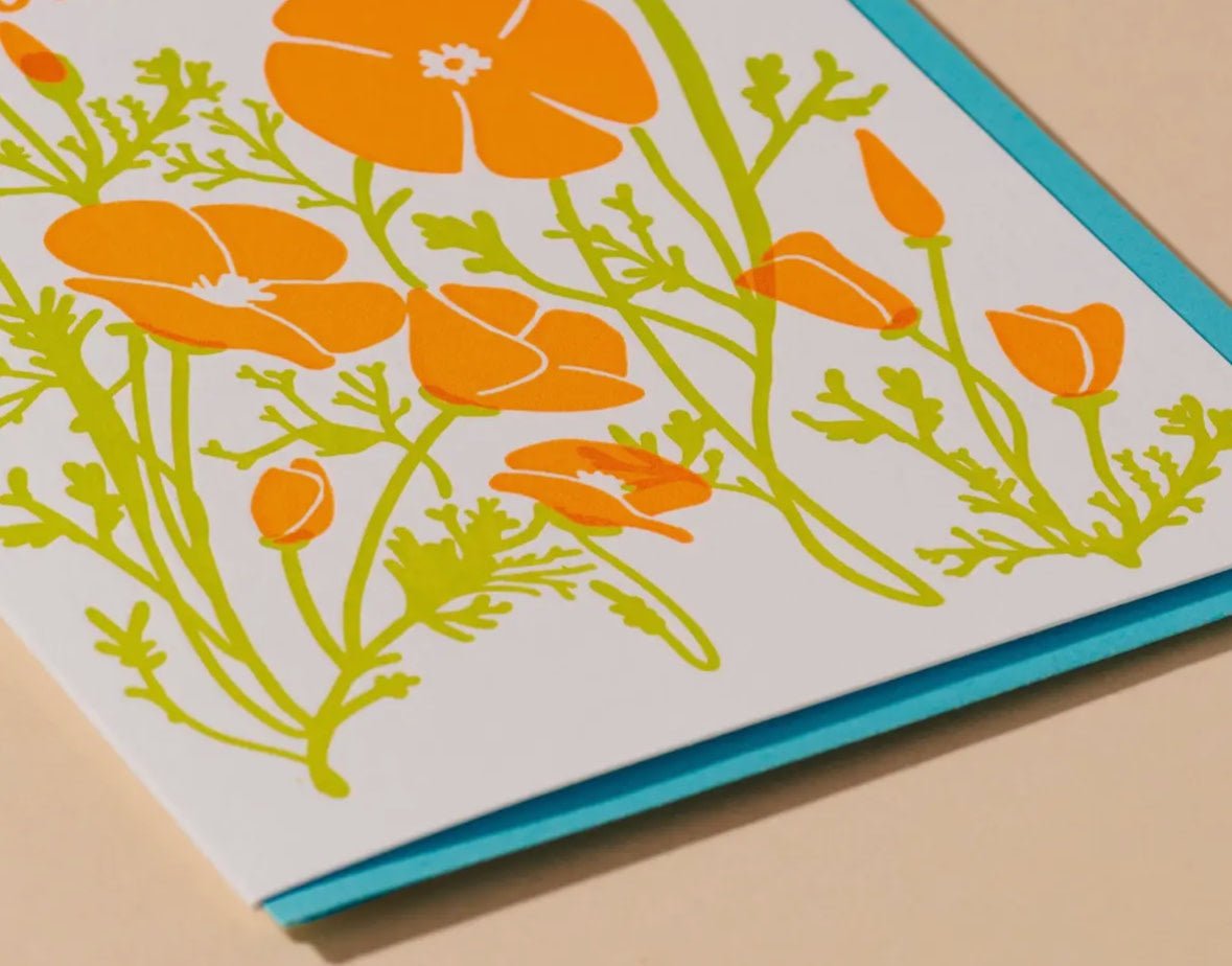 Poppy Birthday Letterpress Card - Flea Boutiques