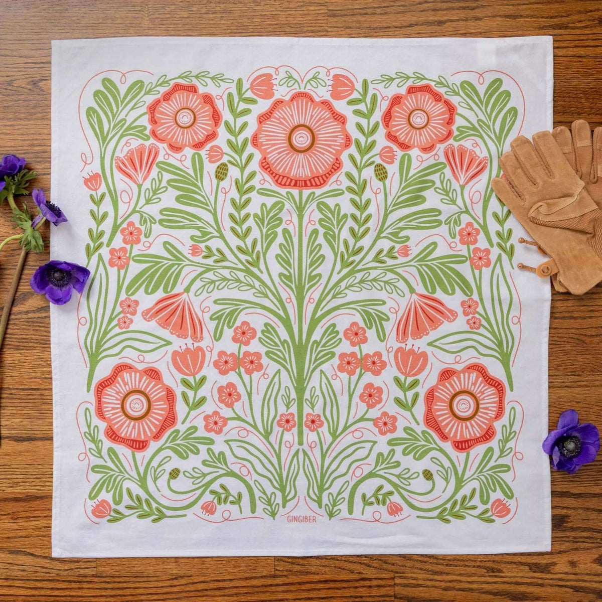 Poppy in Pink Tea Towel - Flea Boutiques