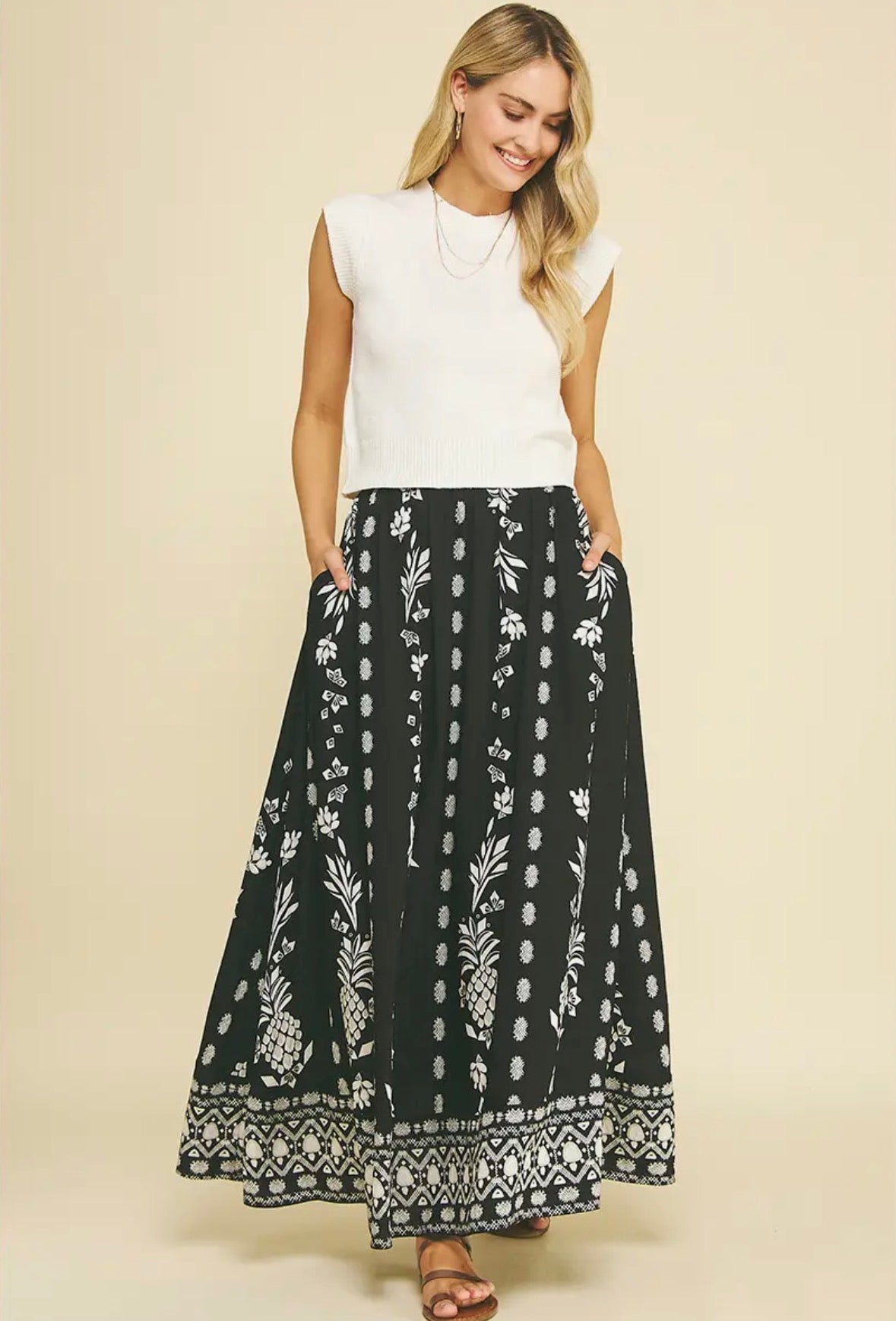 Print A-Line Maxi Skirt - Flea Boutiques