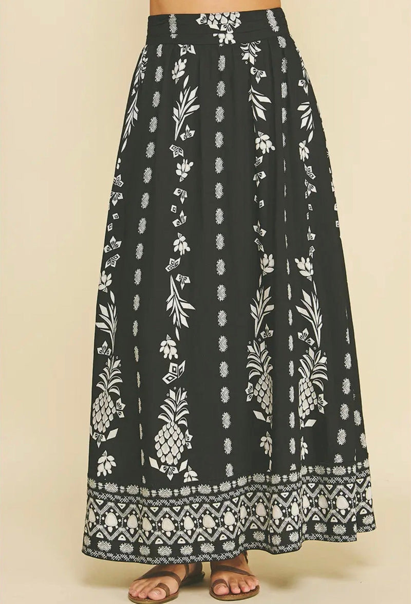 Print A-Line Maxi Skirt - Flea Boutiques