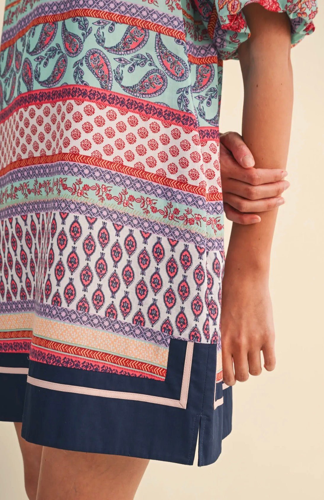Print Bubble sleeve Mini Dress - Flea Boutiques