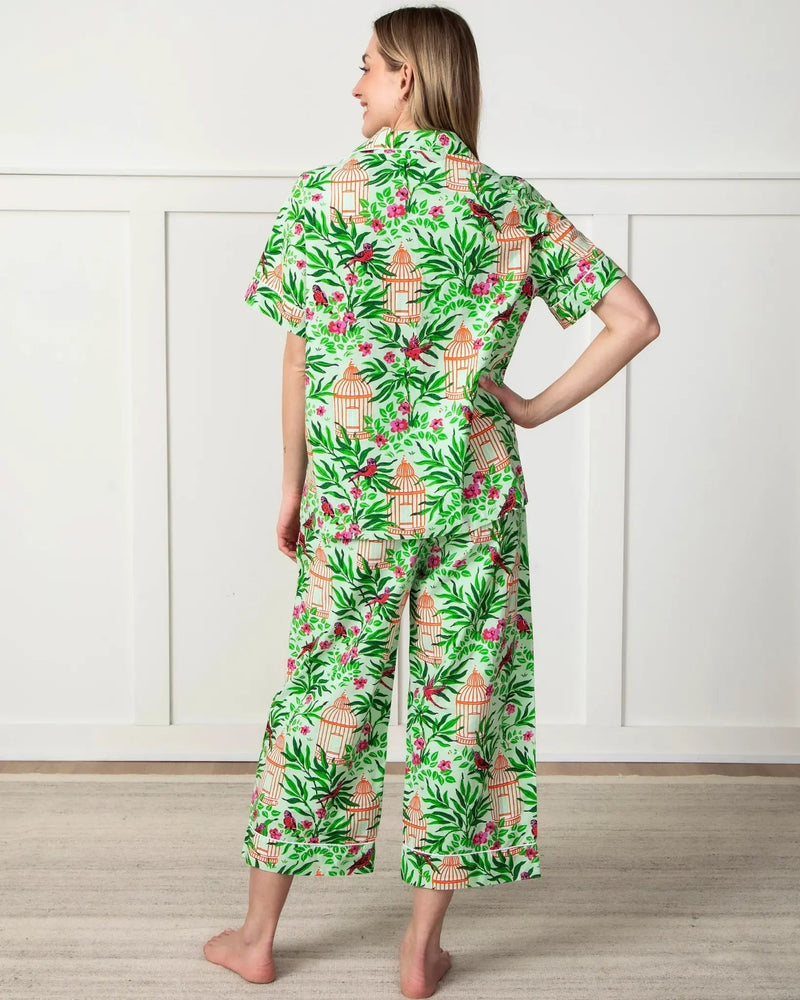Print Fresh Birds of a Feather Crop Pant Set - Flea Boutiques