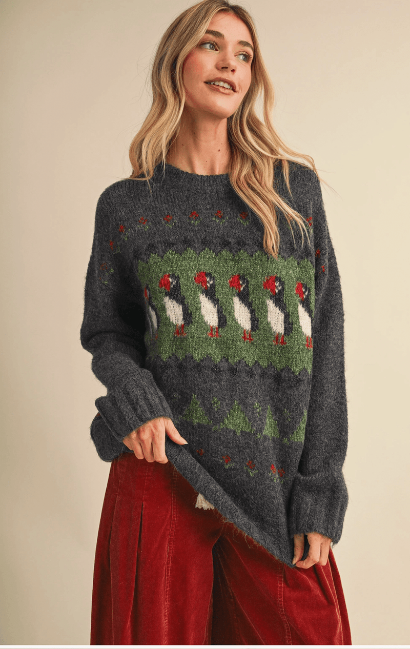 Puffin Motif Sweater - Flea Boutiques