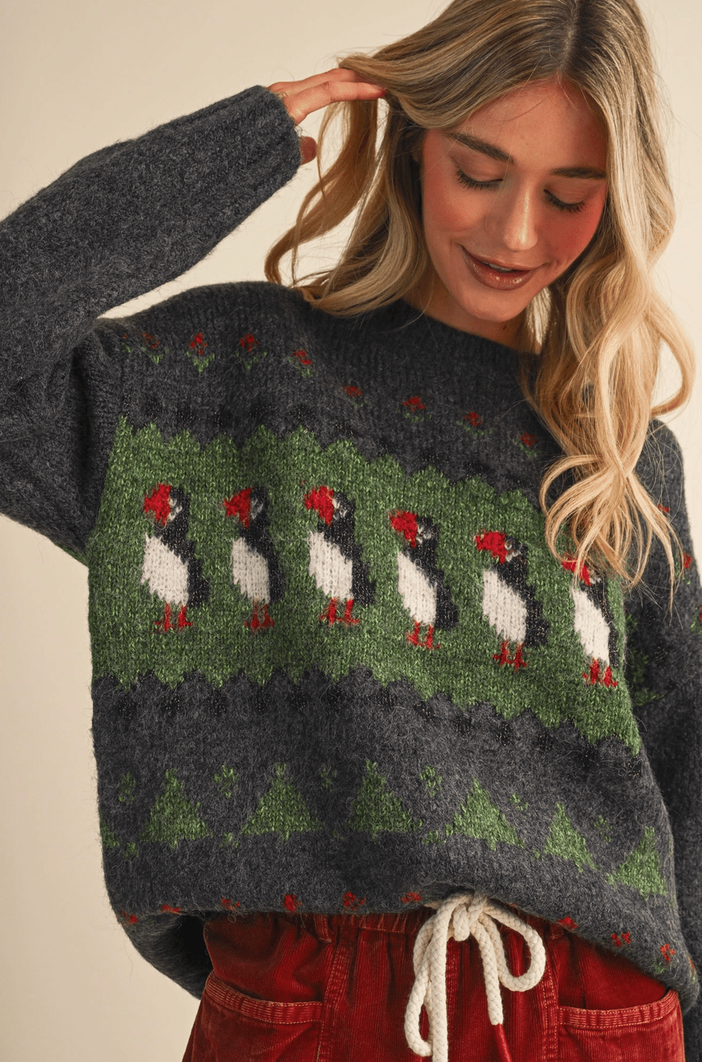 Puffin Motif Sweater - Flea Boutiques