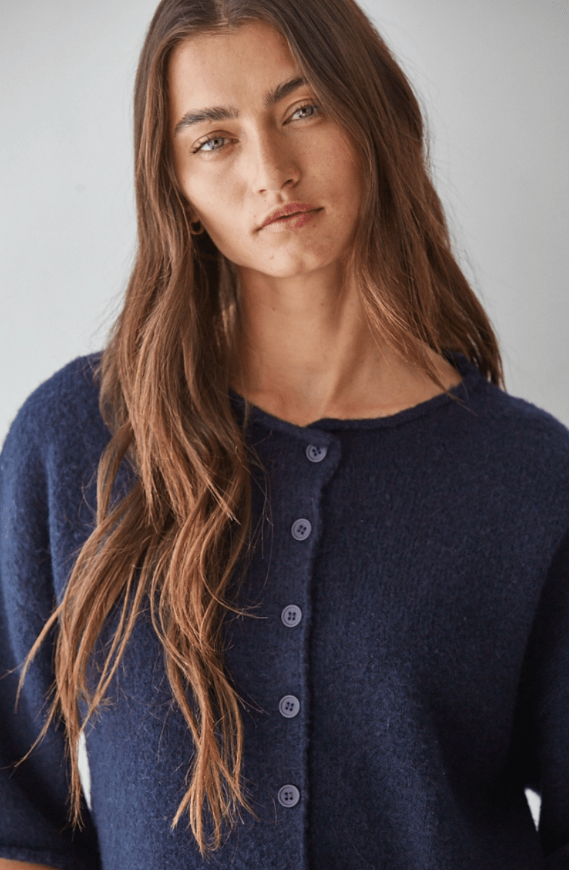 Quarter Sleeve Button Up Cardigan - Flea Boutiques