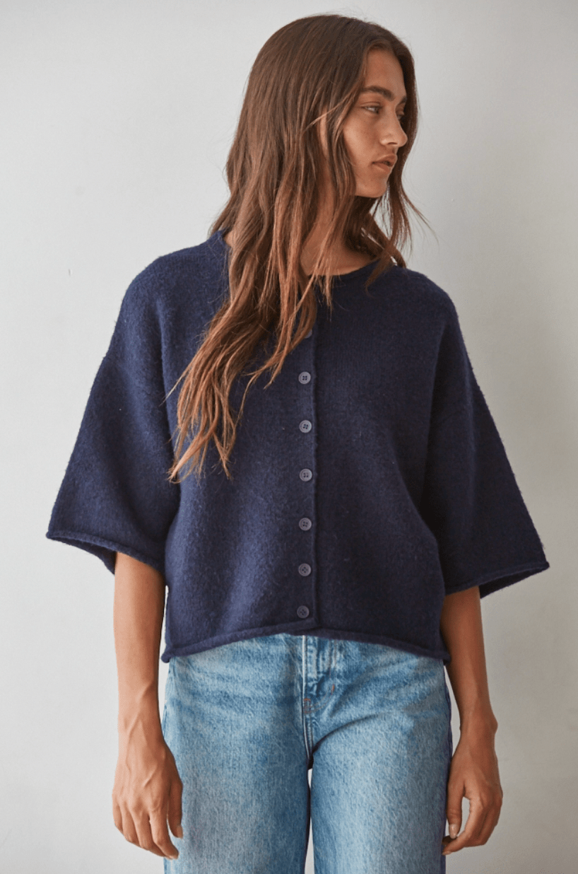 Quarter Sleeve Button Up Cardigan - Flea Boutiques