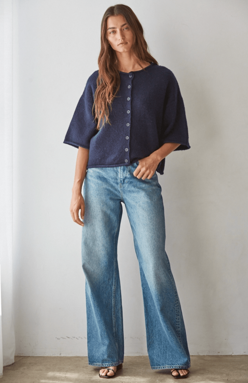 Quarter Sleeve Button Up Cardigan - Flea Boutiques