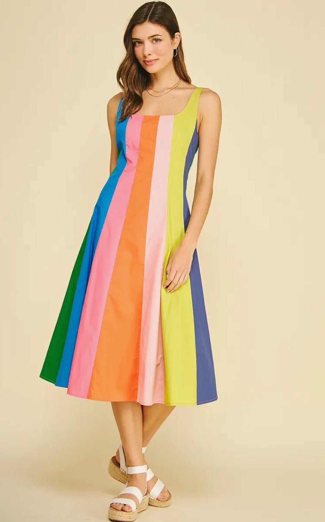 Rainbow A - Line Midi Dress - Flea Boutiques