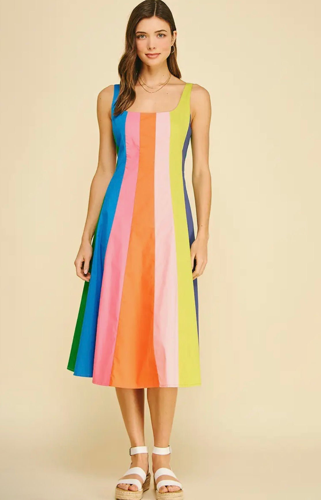 Rainbow A - Line Midi Dress - Flea Boutiques