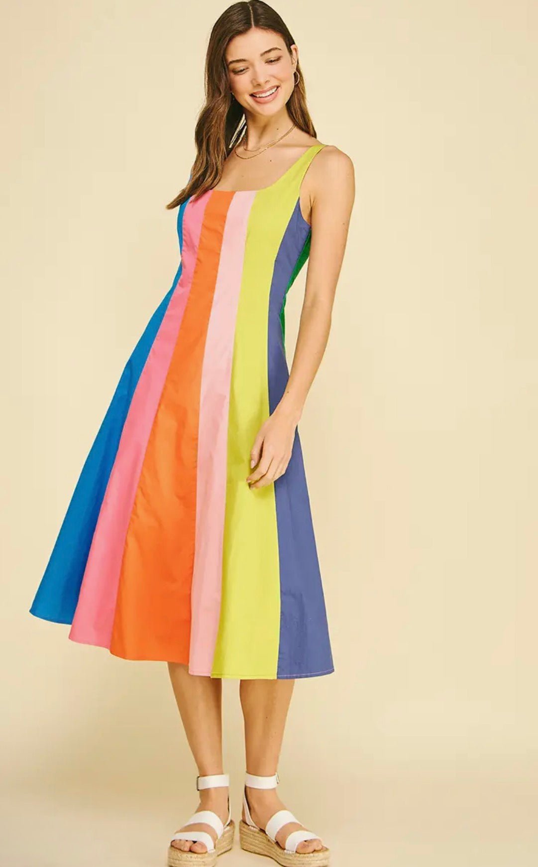 Rainbow A - Line Midi Dress - Flea Boutiques