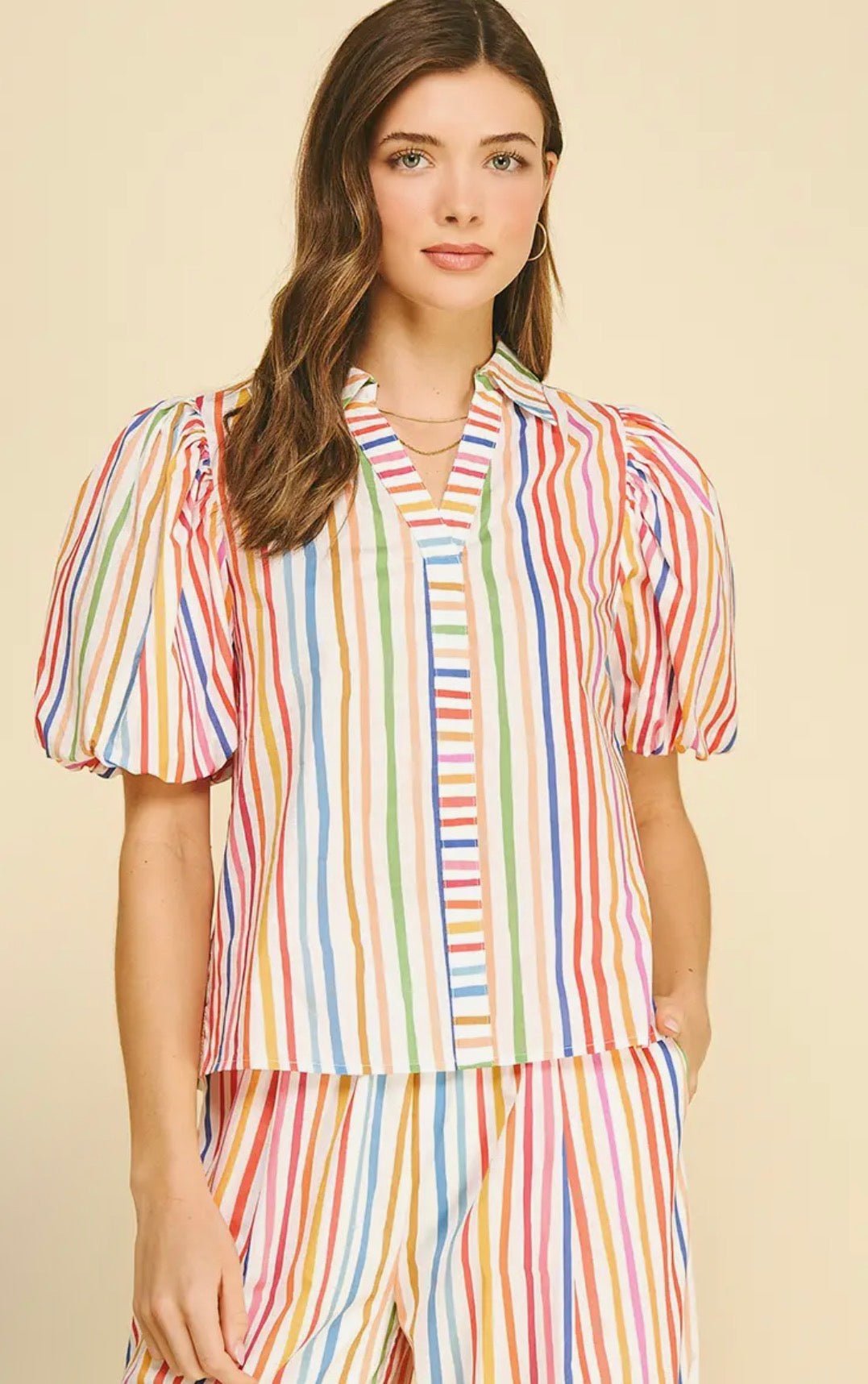 Rainbow Stripe Blouse - Flea Boutiques