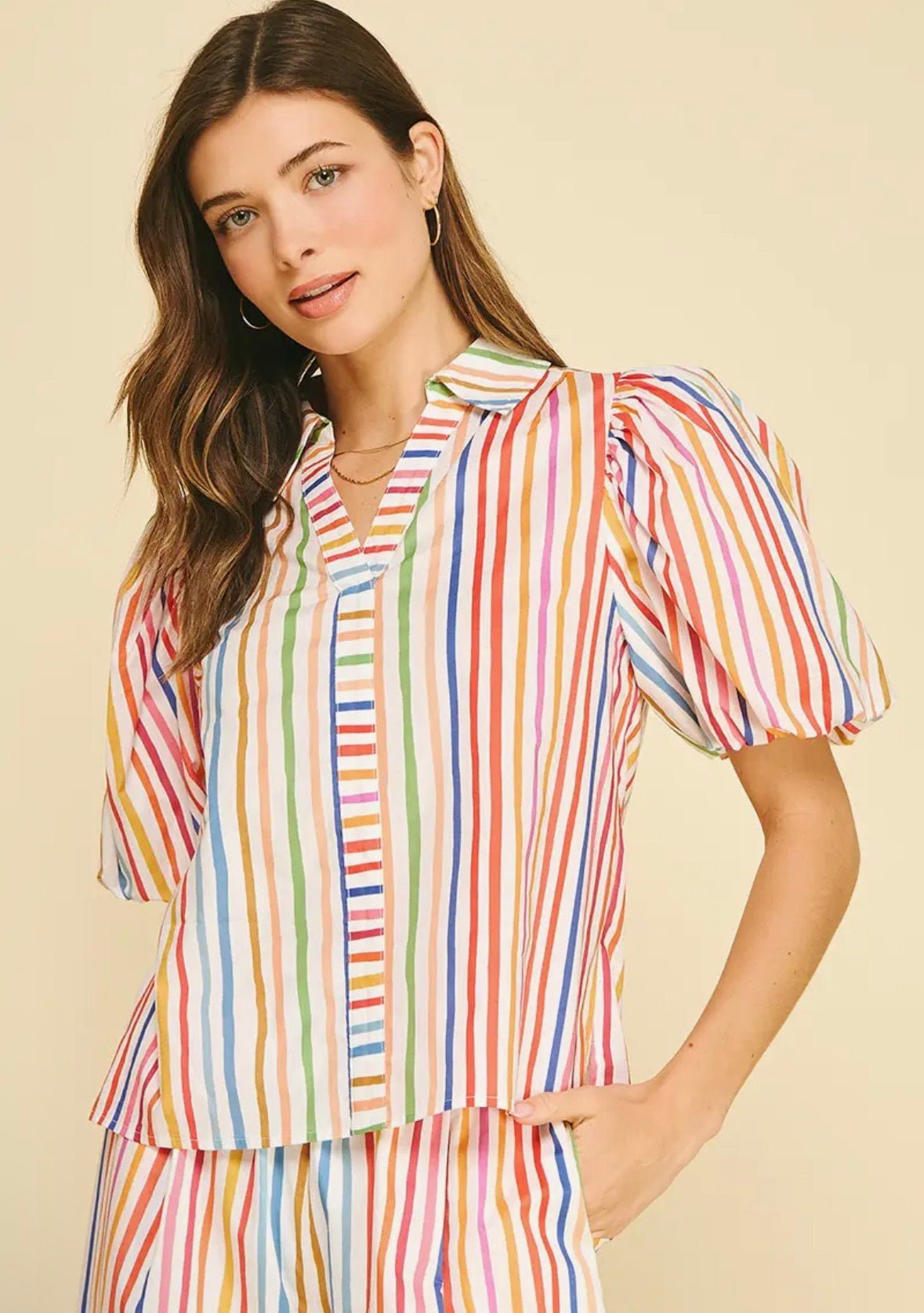 Rainbow Stripe Blouse - Flea Boutiques