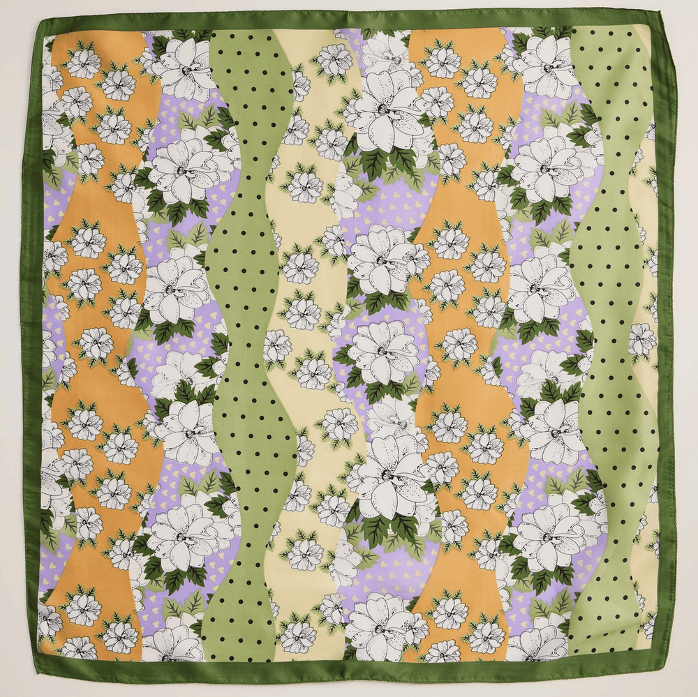 Retro Floral Print Scarf
