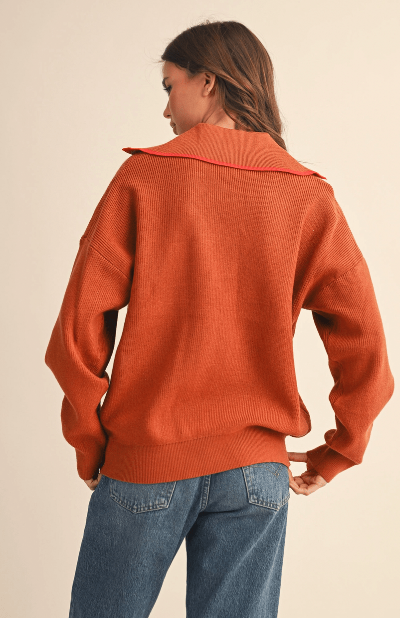 Ribbed Collared Pullover - Flea Boutiques