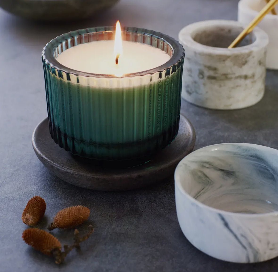 Ribbed Glass Candle - Flea Boutiques