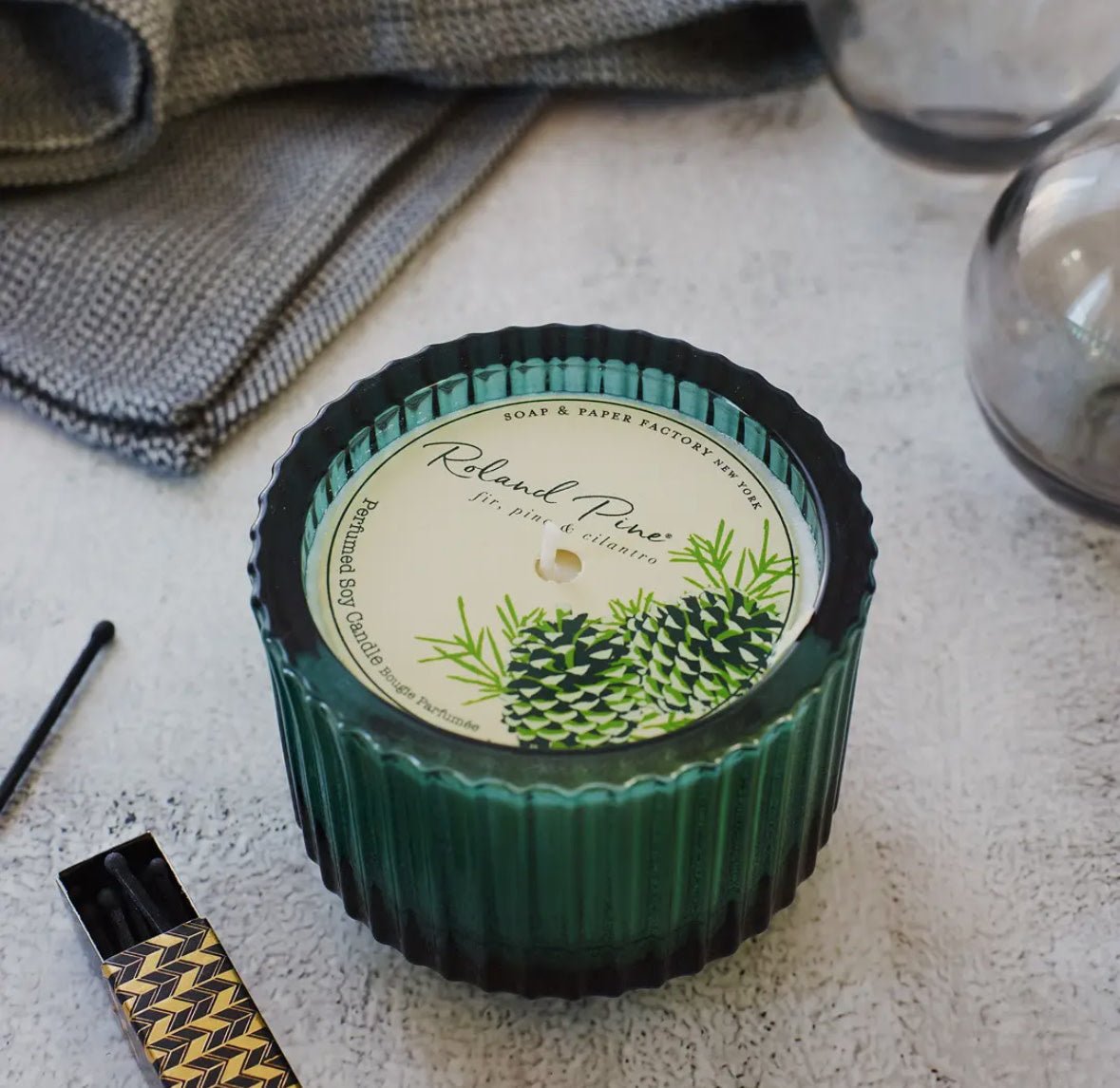 Ribbed Glass Candle - Flea Boutiques