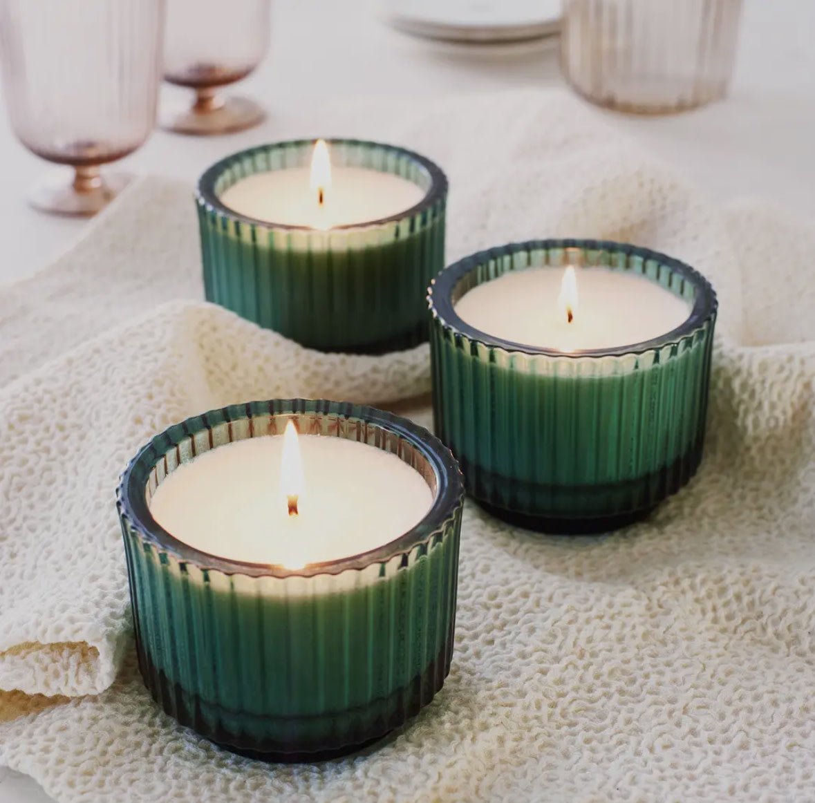 Ribbed Glass Candle - Flea Boutiques