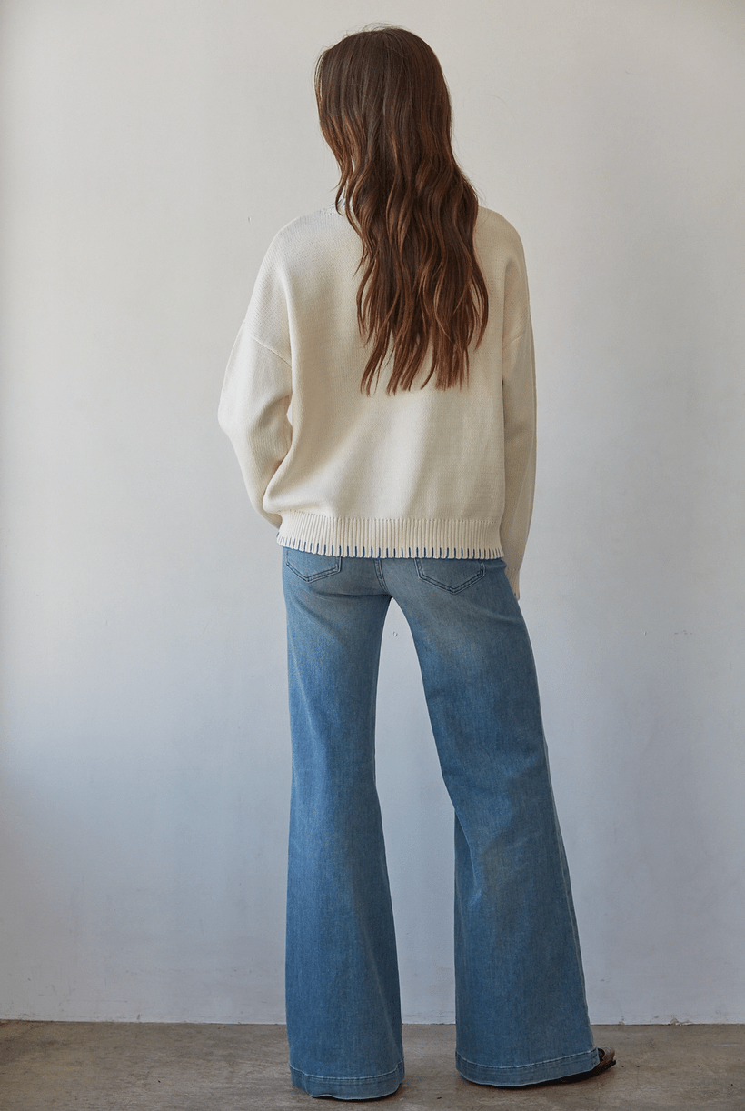 Round Neck Long Sleeve Pullover - Flea Boutiques