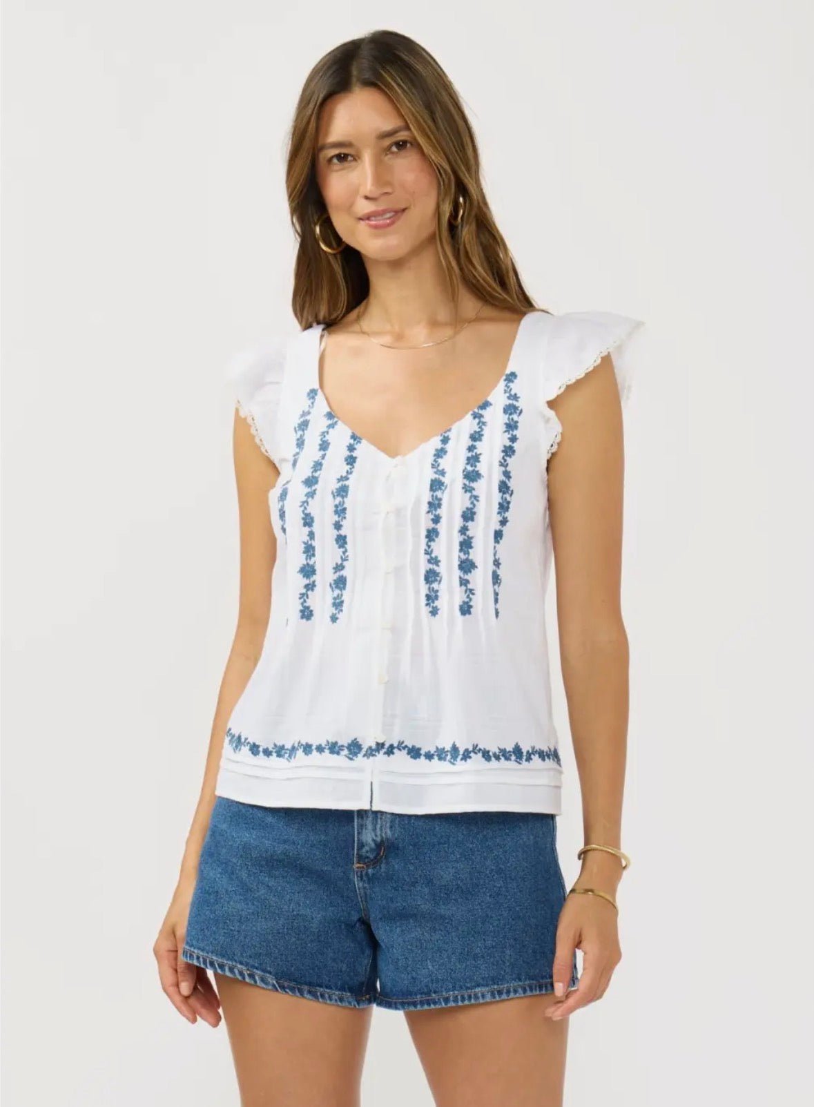 Ruffle Sleeve Pintuck top - Flea Boutiques