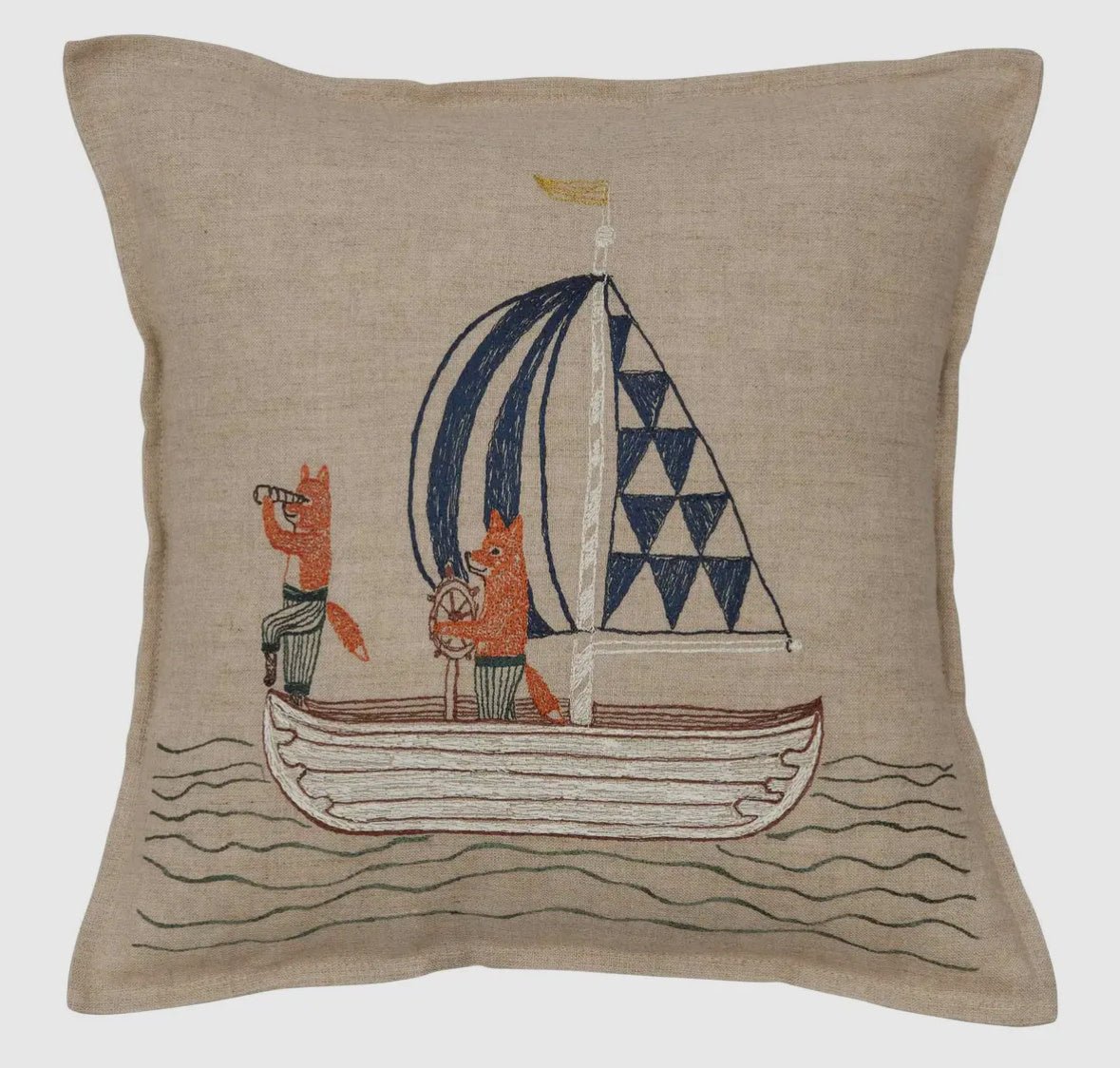 Sailing Foxes Pillow - Flea Boutiques