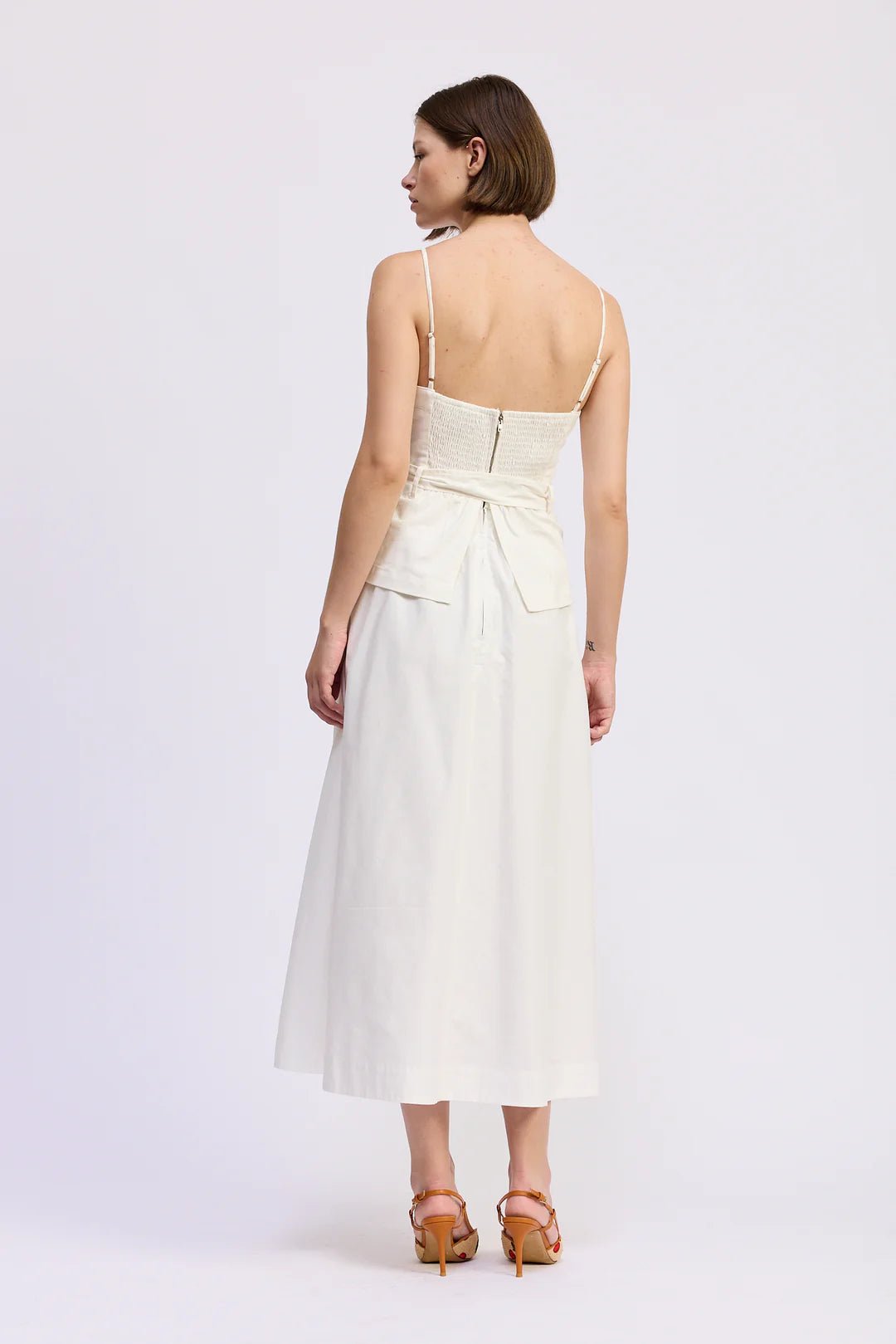 Samantha Denim Corset Mixed Midi dress - Flea Boutiques