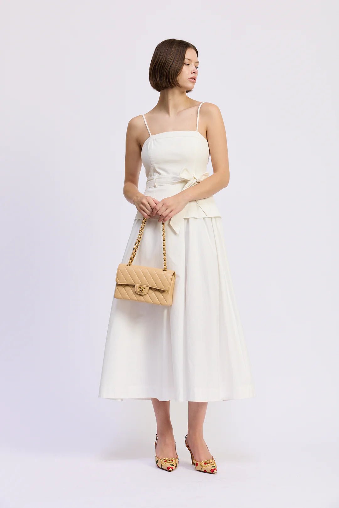 Samantha Denim Corset Mixed Midi dress - Flea Boutiques