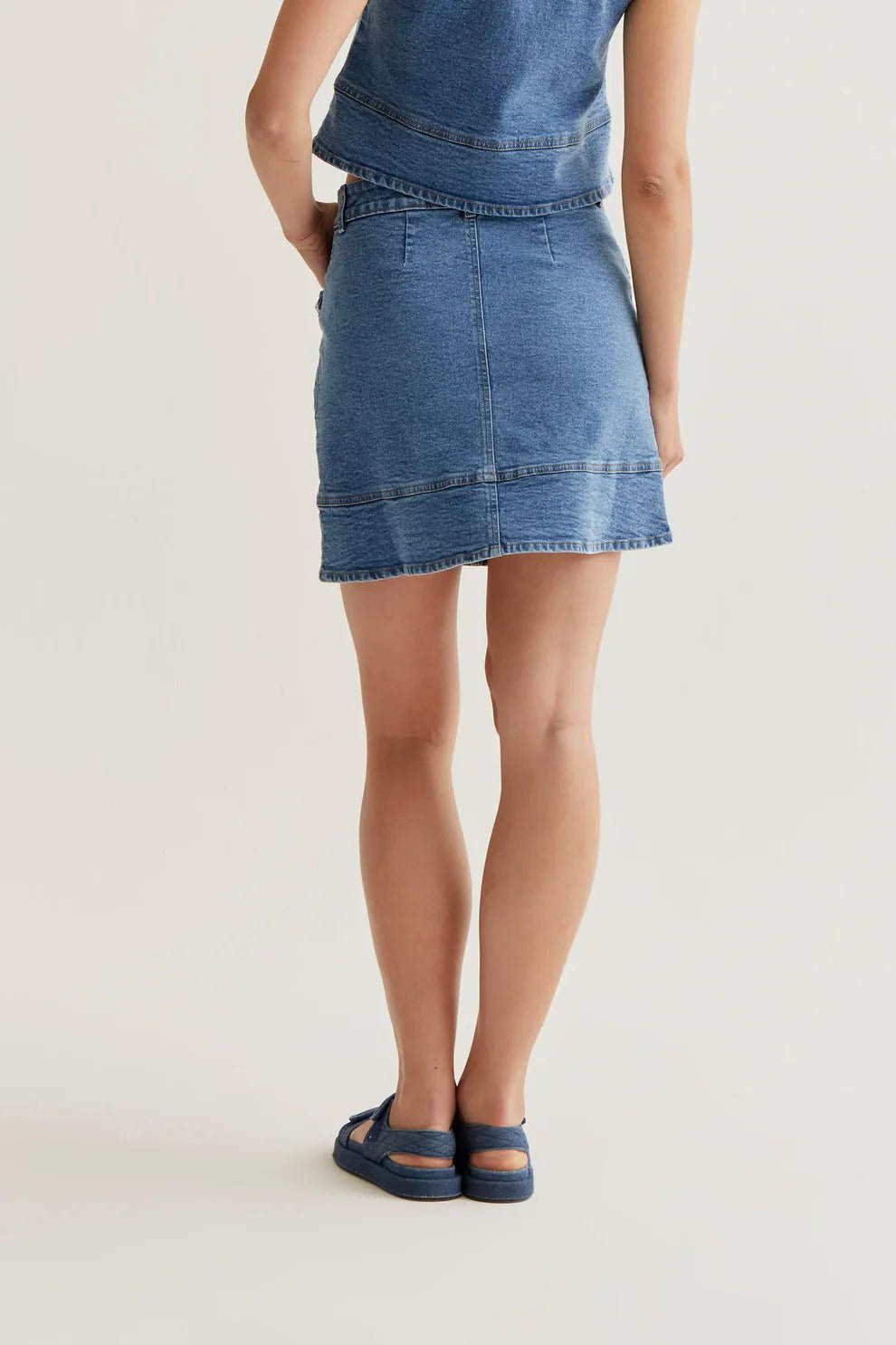 Scalloped Denim Mini Skirt - Flea Boutiques