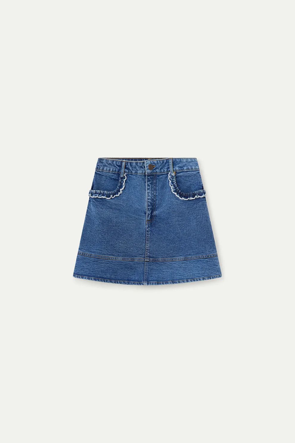 Scalloped Denim Mini Skirt - Flea Boutiques