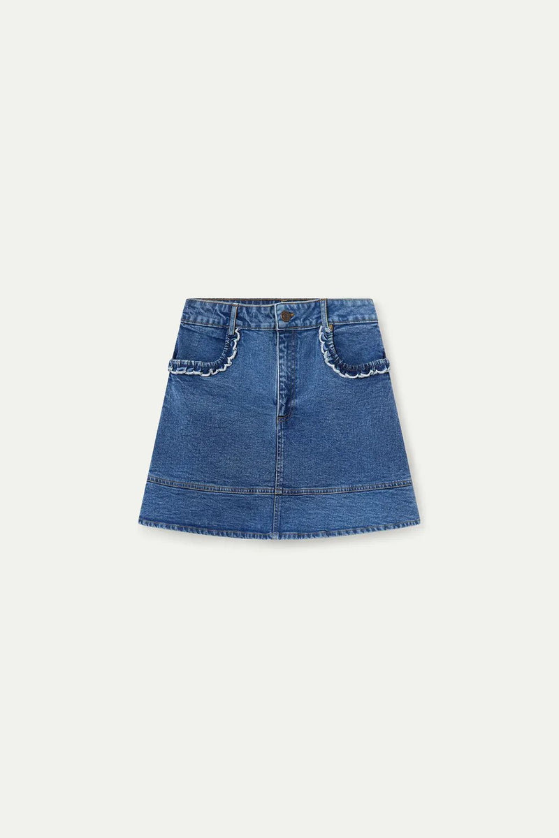 Scalloped Denim Mini Skirt - Flea Boutiques