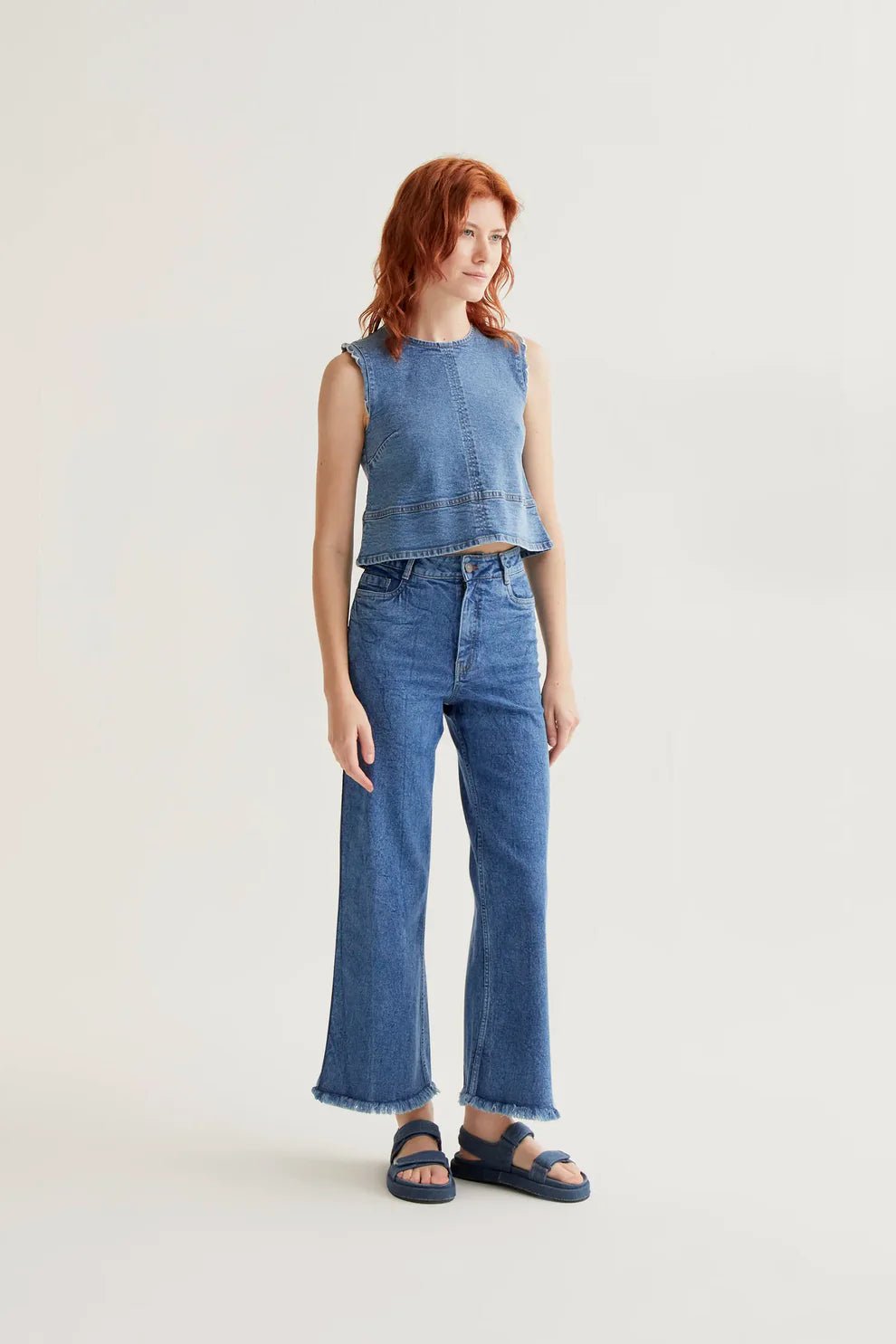 Scalloped Denim Tank - Flea Boutiques