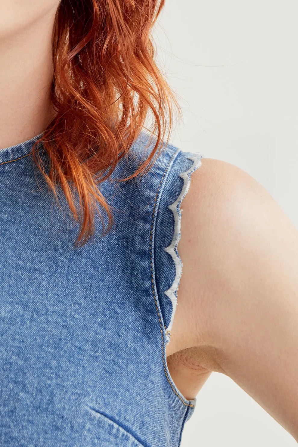 Scalloped Denim Tank - Flea Boutiques