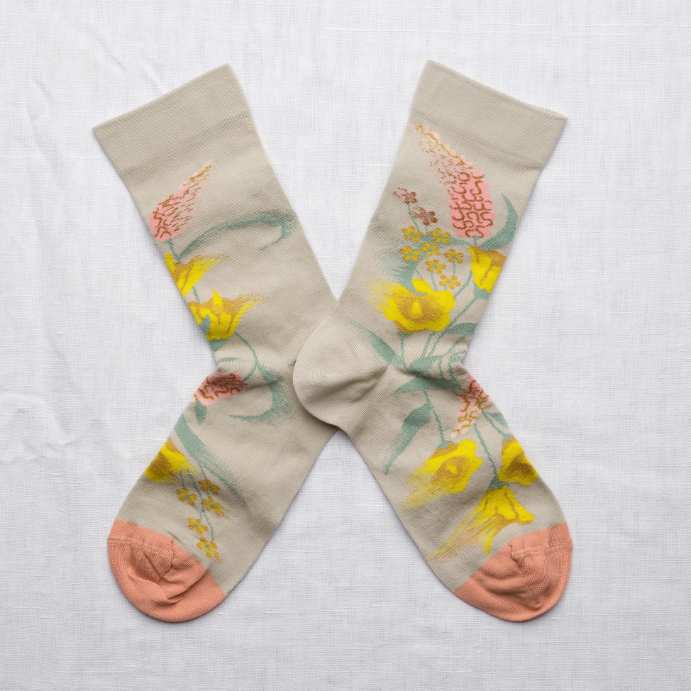 Celadon Flower Sock