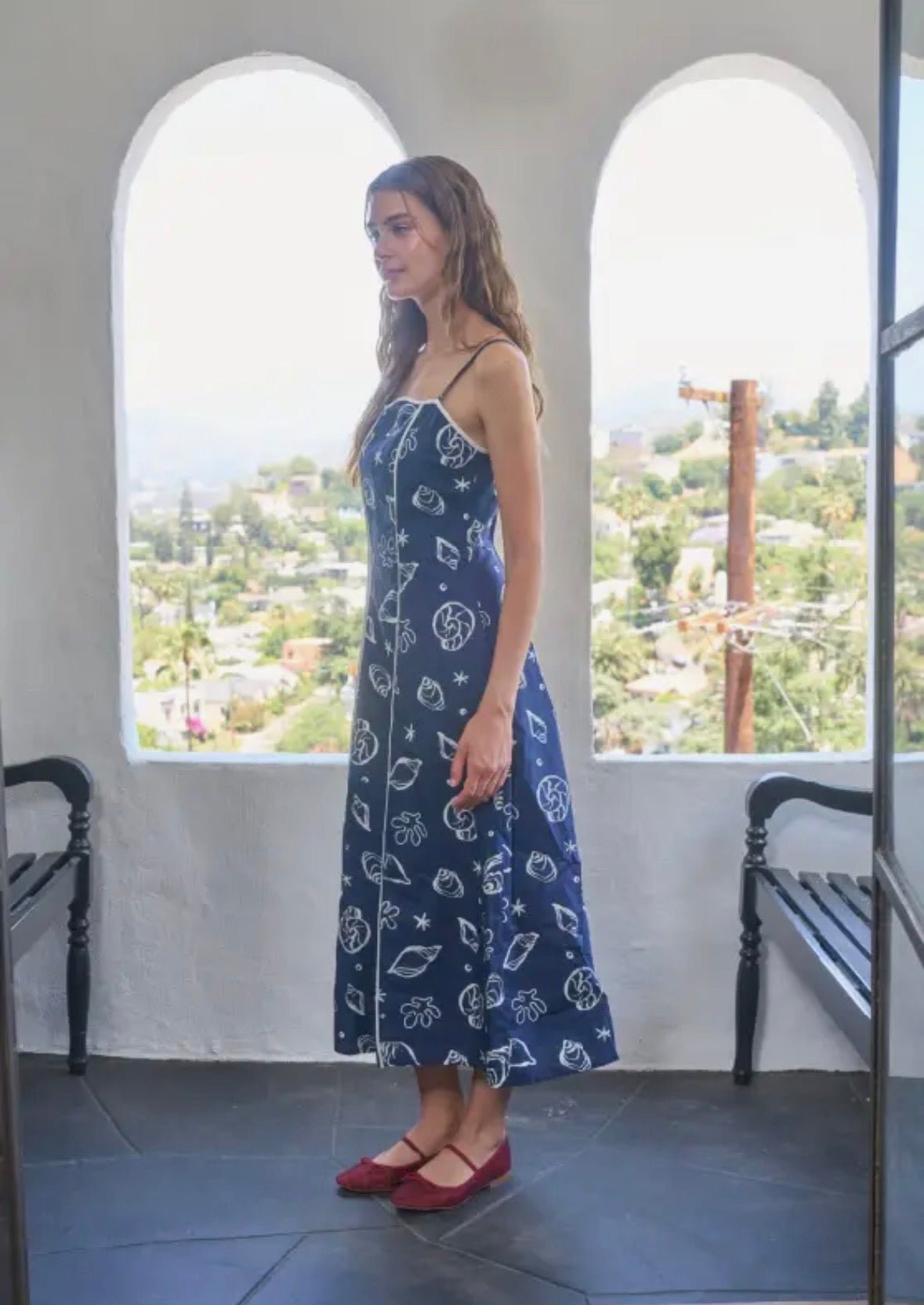 Sea Motif Scallop Neckline Dress - Flea Boutiques