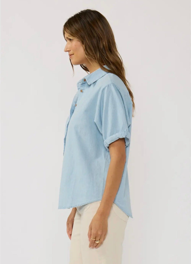 Short Sleeve Chambray Top - Flea Boutiques