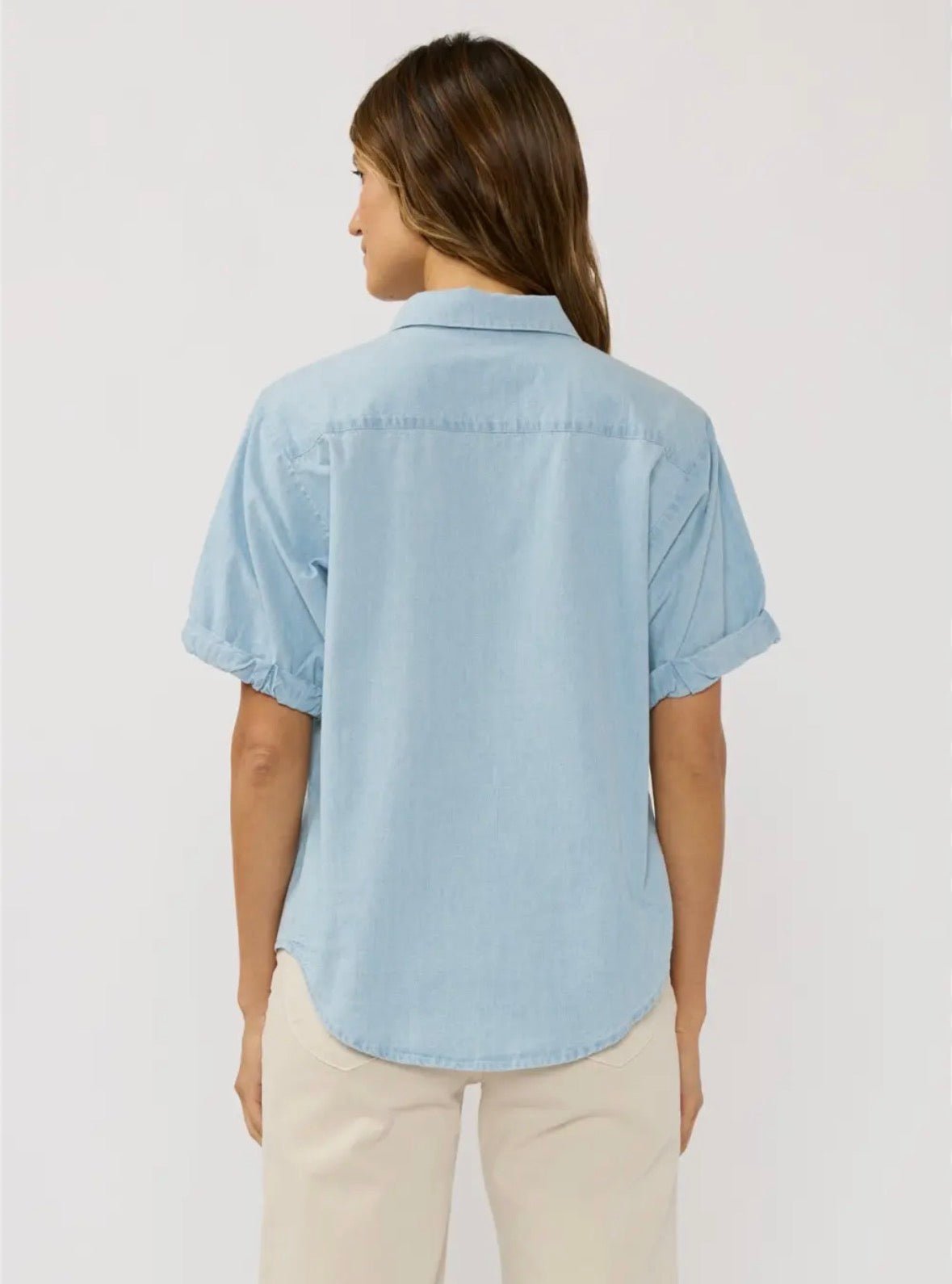 Short Sleeve Chambray Top - Flea Boutiques