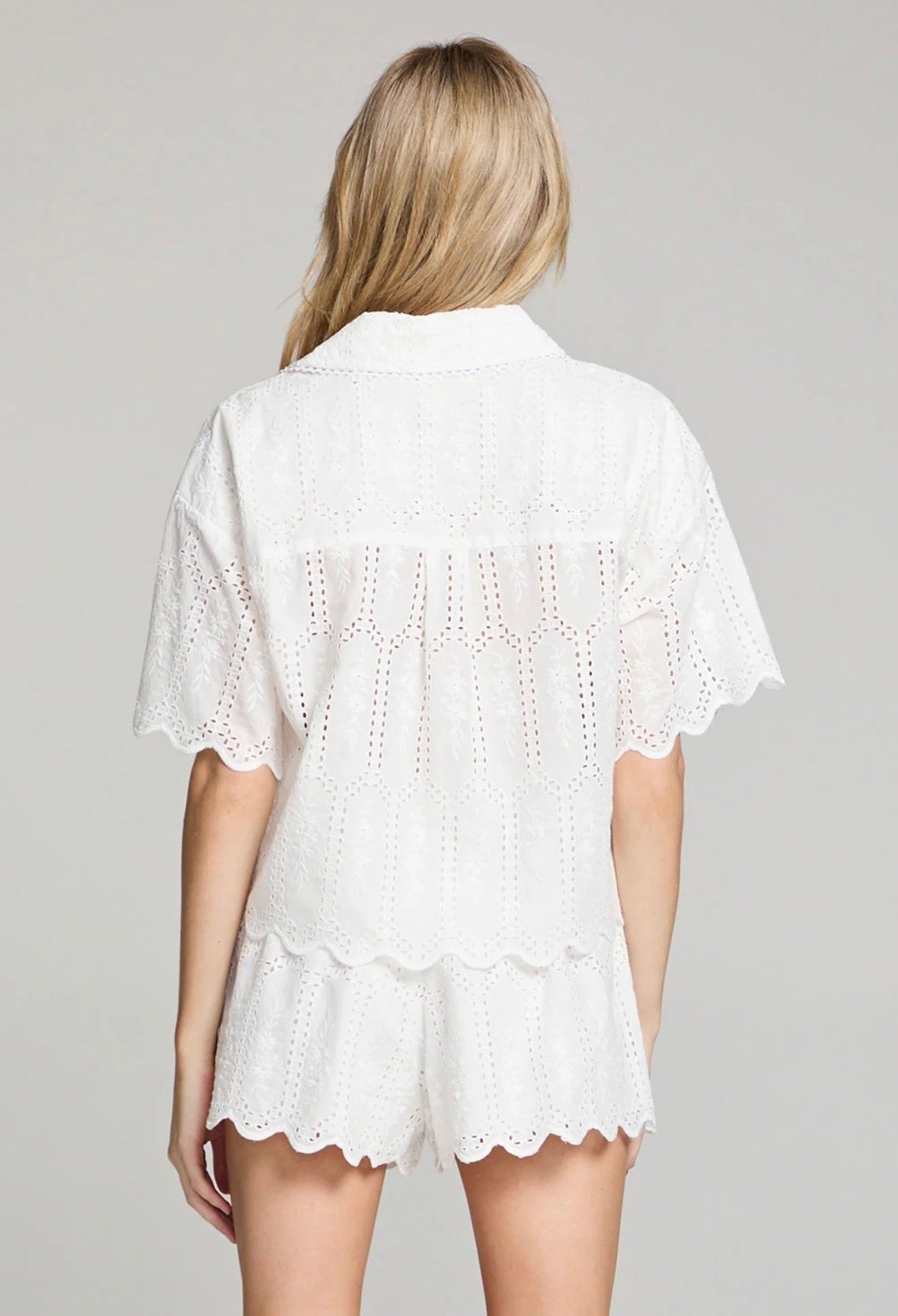Short Sleeve Eyelet Top - Flea Boutiques