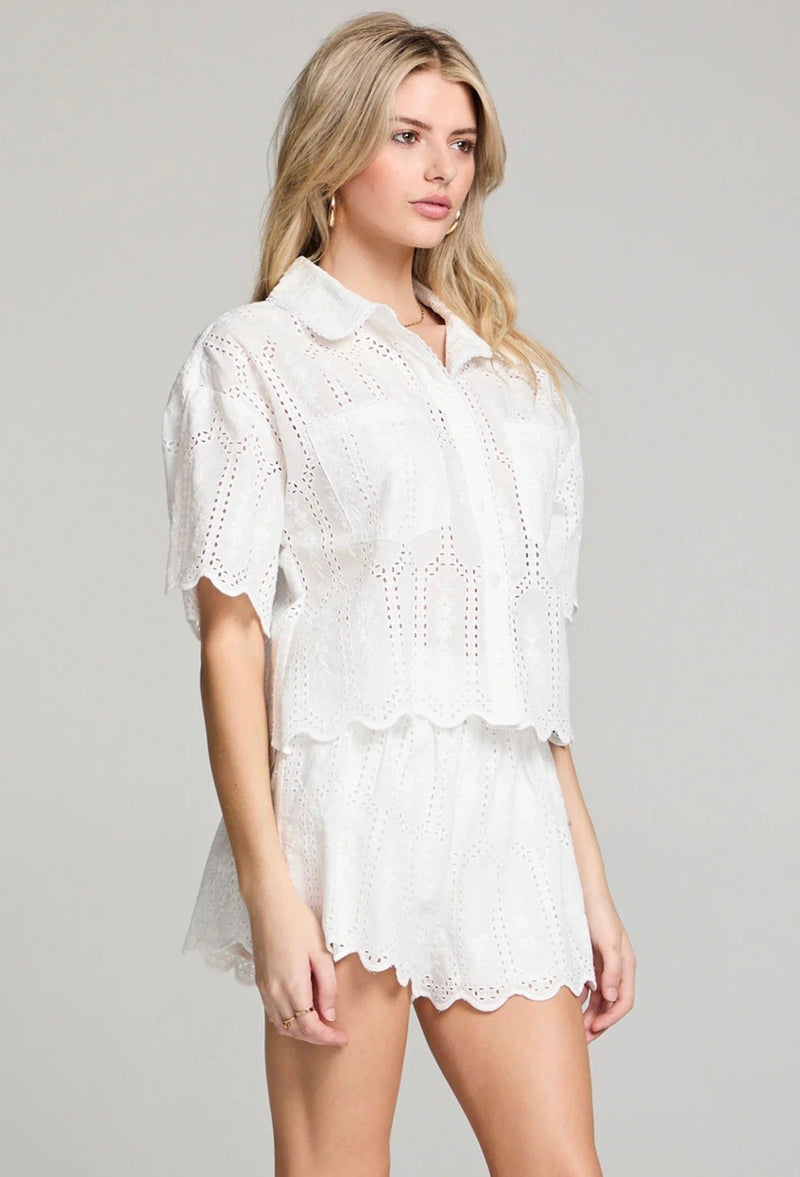 Short Sleeve Eyelet Top - Flea Boutiques