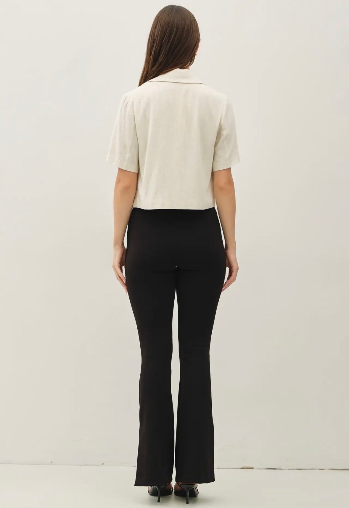 Short Sleeve Linen Crop Blazer - Flea Boutiques