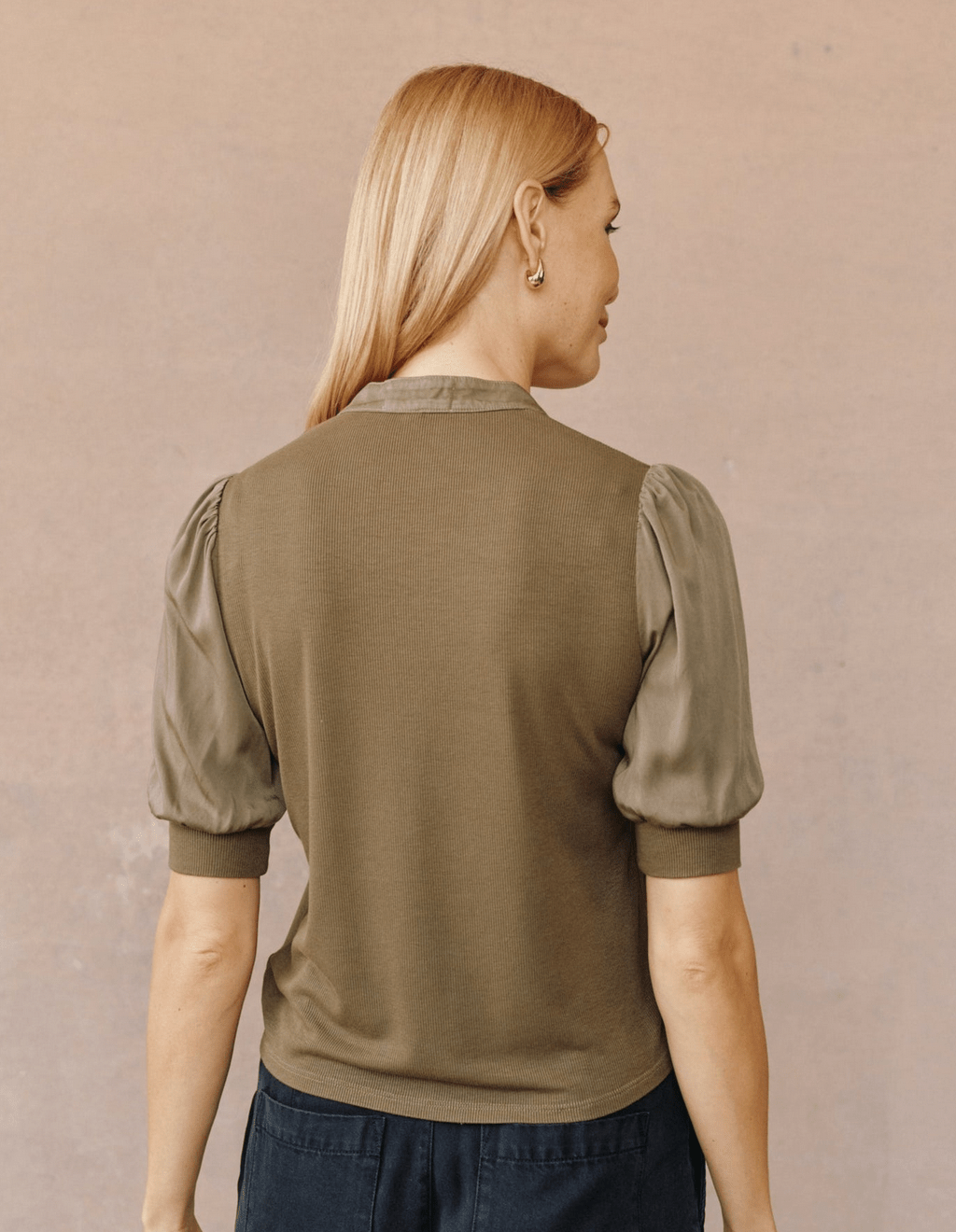 Short Sleeve Mixed Placket Top - Flea Boutiques