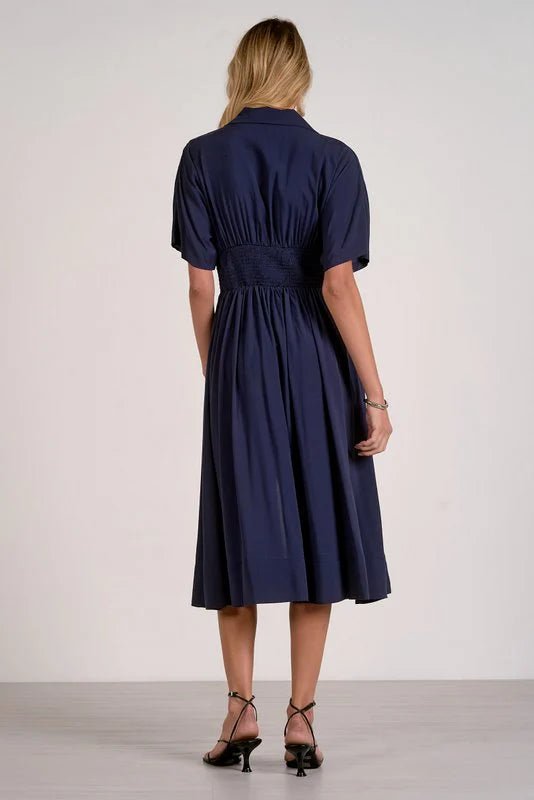 Short Sleeveless Midi Dress Smock Waist - Flea Boutiques