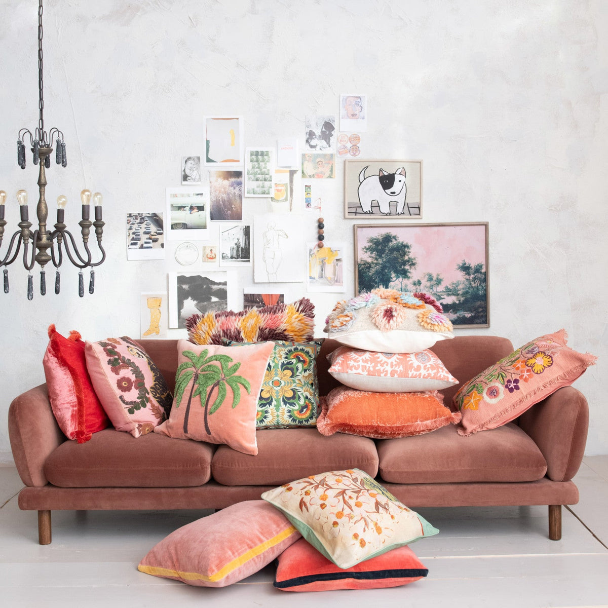 Silk Blend Pillow with Fringe - Flea Boutiques