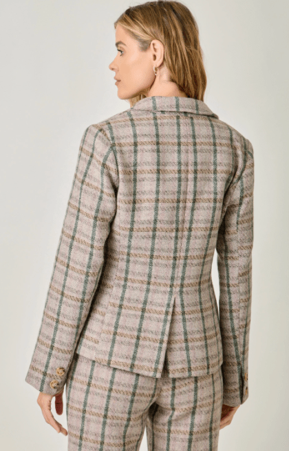 Single Breast Plaid Blazer - Flea Boutiques