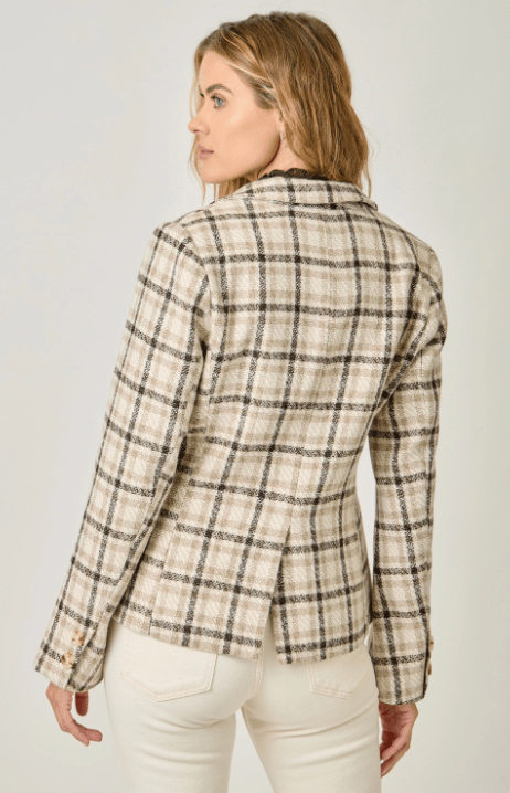 Single Breast Plaid Blazer - Flea Boutiques