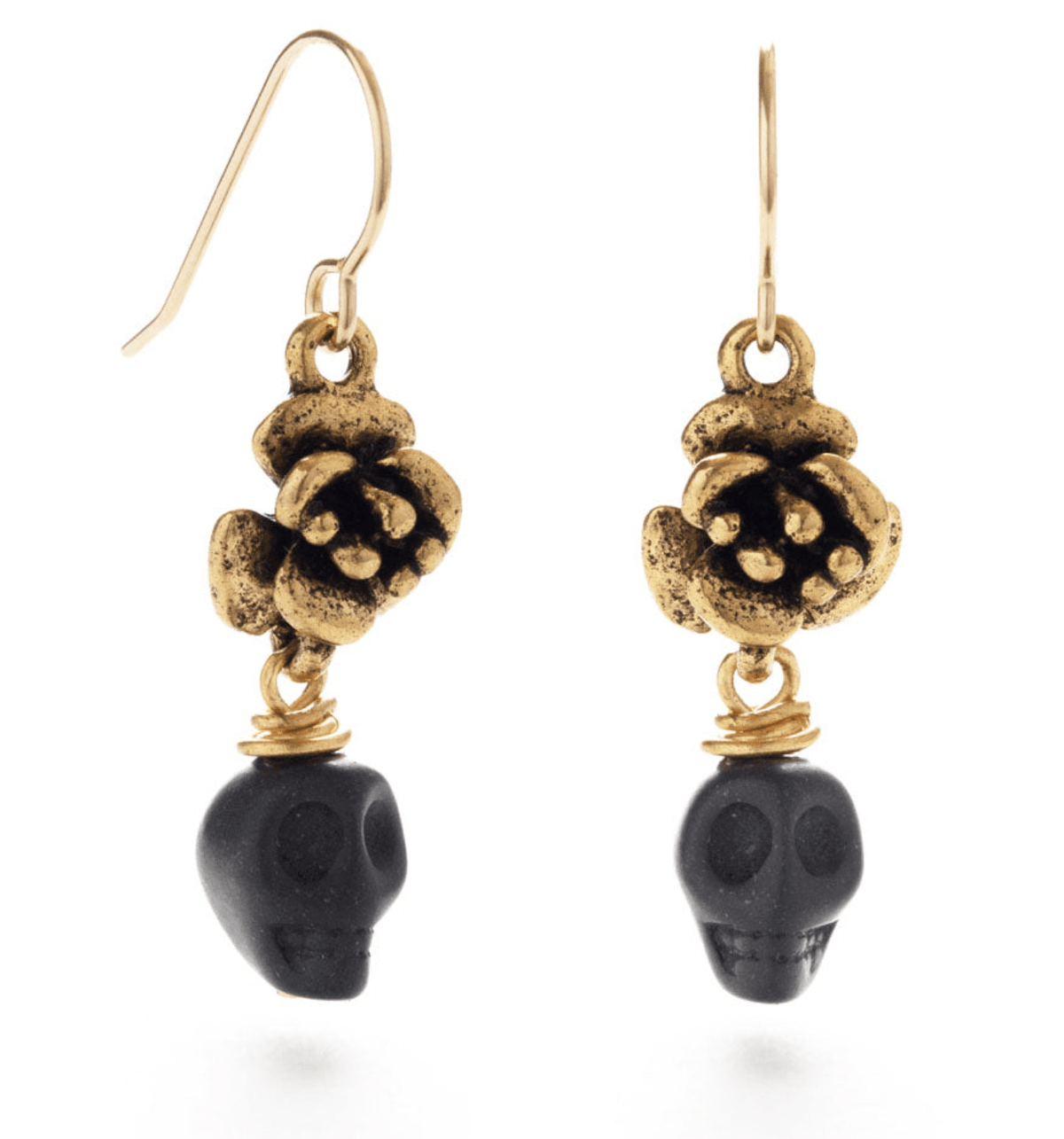Skull & Flower Drop Earrings - Flea Boutiques